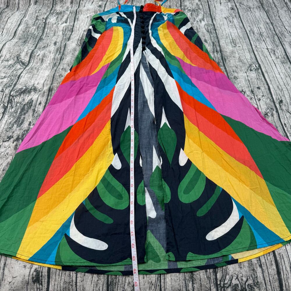 FARM Rio Macaw Stripes Maxi Dress S Multicolor Cotton Beach Cover-Up - Picture 7 of 9
